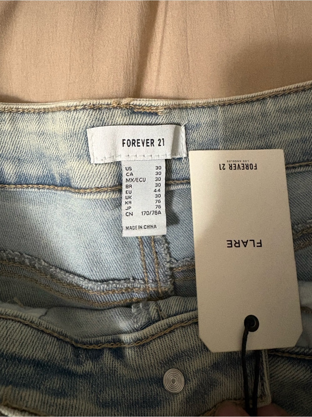 Forever 21 Light Blue Flare Jeans with Printed Inset Panels - Picture 6 of 6
